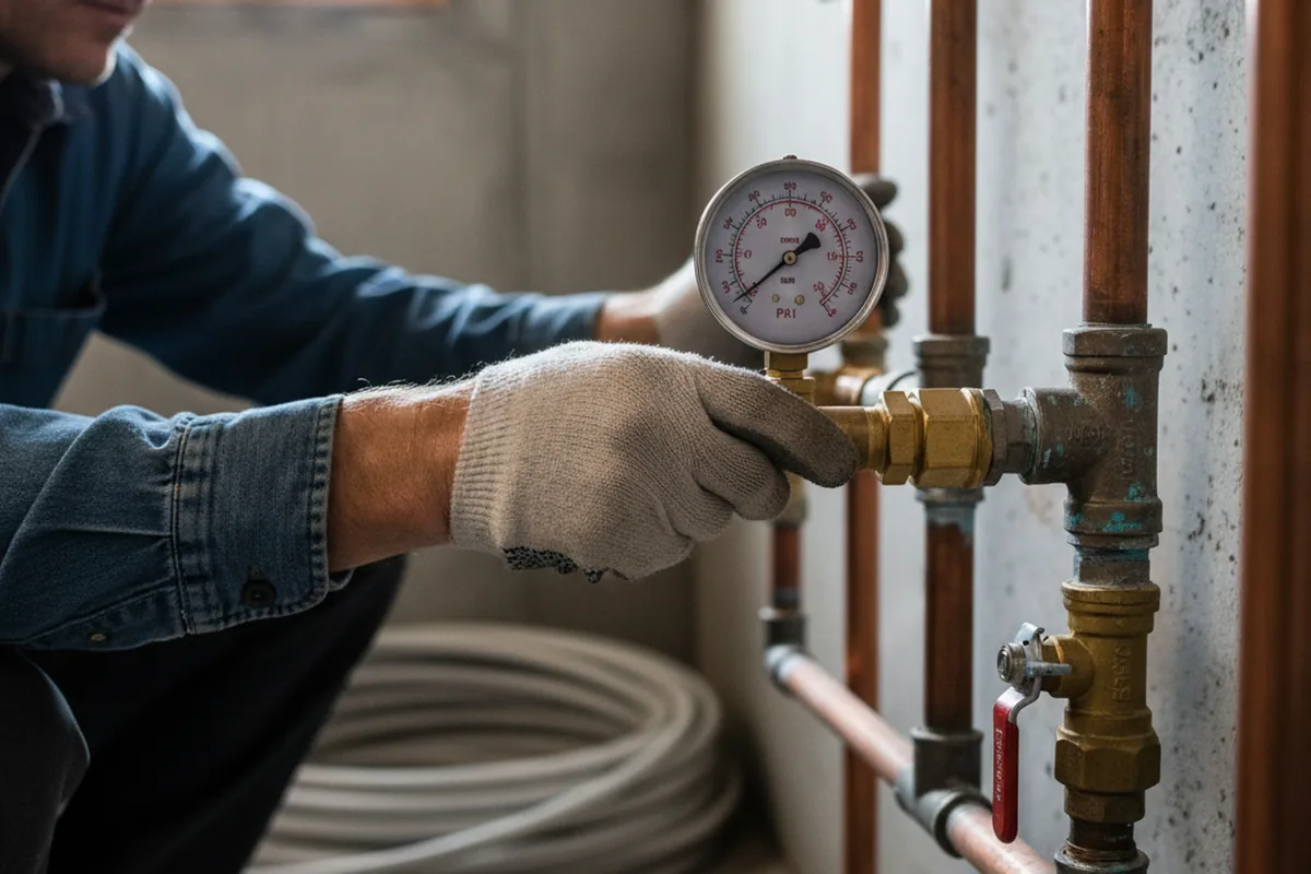 Pressure testing a repaired line during Water Line Repair in Cary